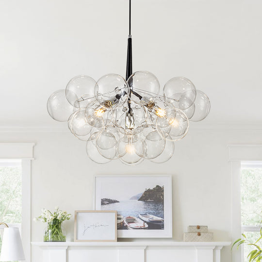 Contemporary Clear Glass Bubble Chandelier