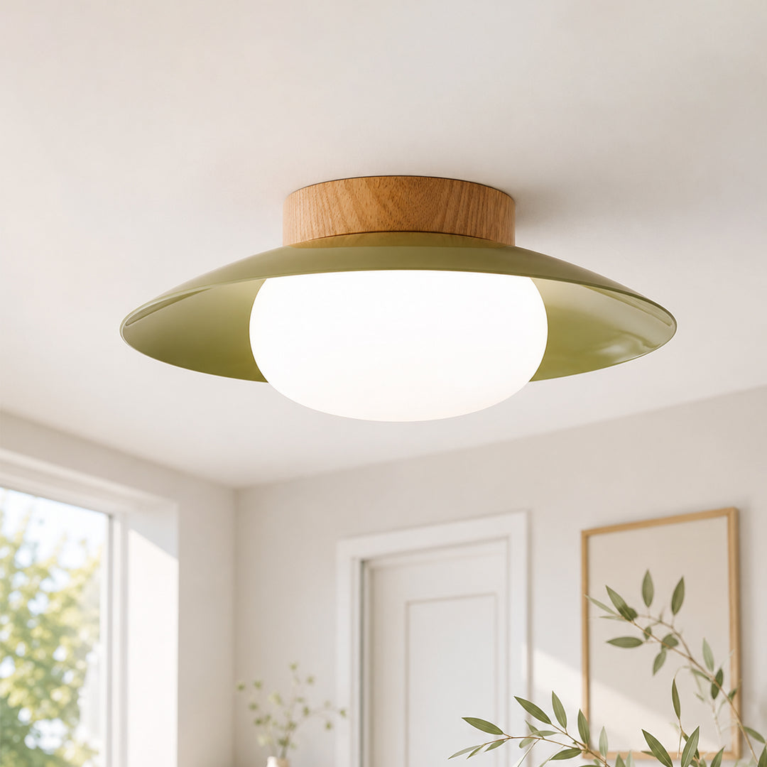 Creamy Three-Color Dimmable LED Dome Round Shape Semi Ceiling Light