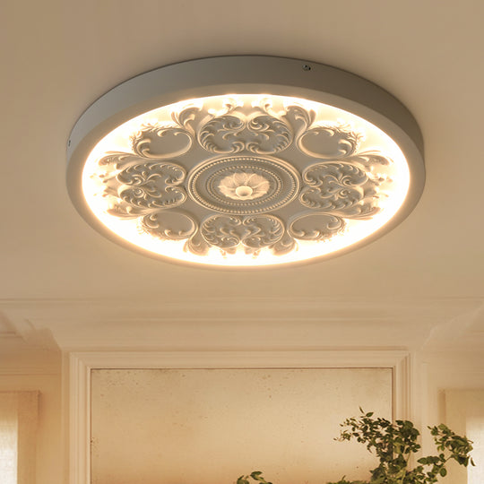 Creative French Style Engraved Flower Resin LED Ceiling Light