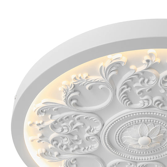 Creative French Style Engraved Flower Resin LED Ceiling Light