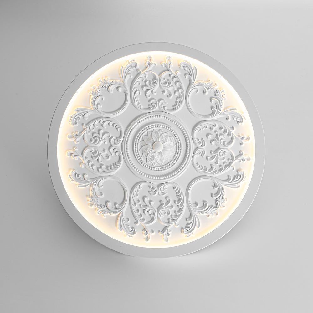 Creative French Style Engraved Flower Resin LED Ceiling Light