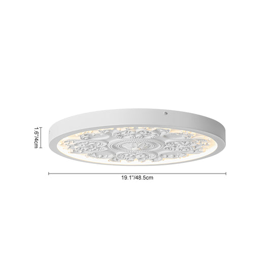Creative French Style Engraved Flower Resin LED Ceiling Light