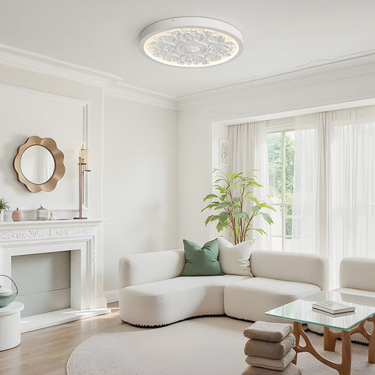 Creative French Style Engraved Flower Resin LED Ceiling Light