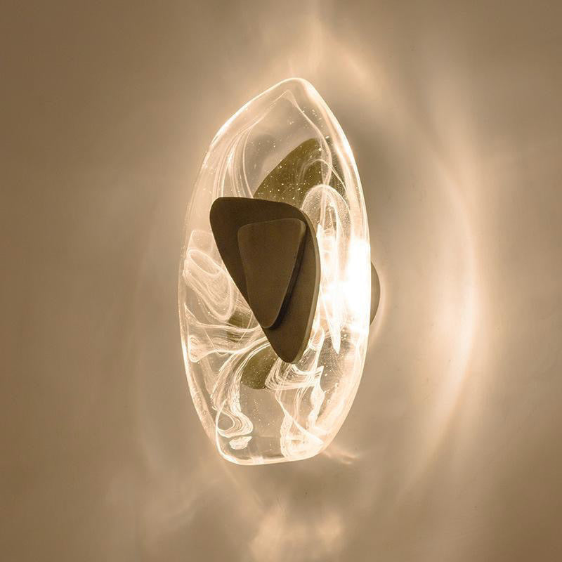 Dimmable Clouded Atmospheric Ice Glass Irregular Round LED Wall Sconce