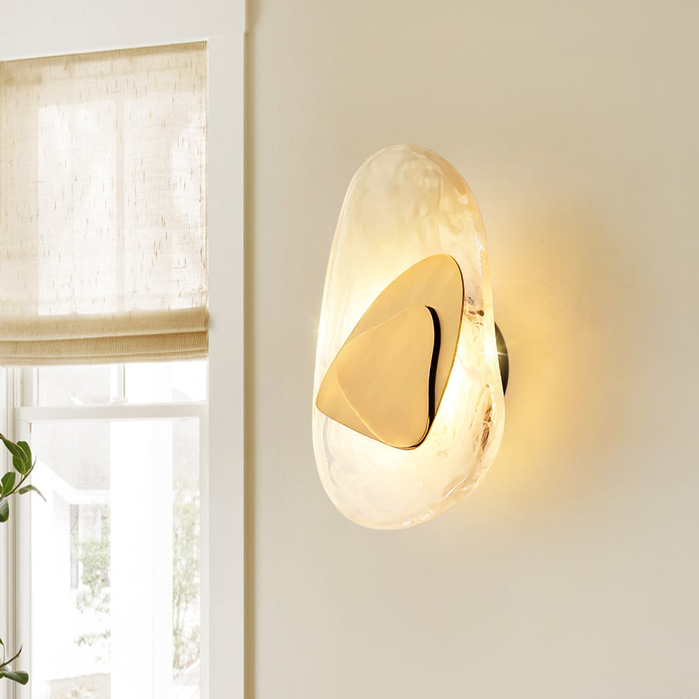 Dimmable Clouded Atmospheric Ice Glass Irregular Round LED Wall Sconce
