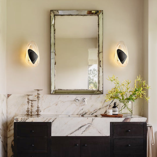 Dimmable Clouded Atmospheric Ice Glass Irregular Round LED Wall Sconce