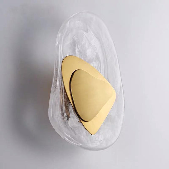 Dimmable Clouded Atmospheric Ice Glass Irregular Round LED Wall Sconce