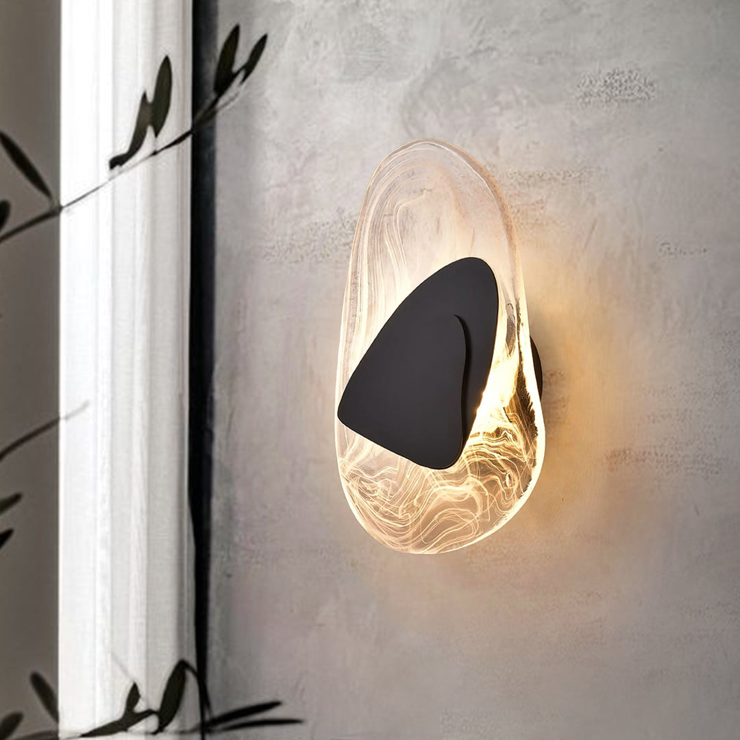 Dimmable Clouded Atmospheric Ice Glass Irregular Round LED Wall Sconce