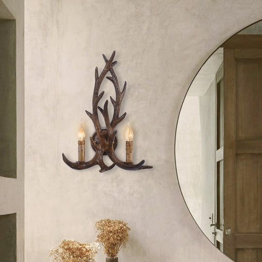 Farmhouse 2-Light Antler Shaped Deer Horn Wall Light