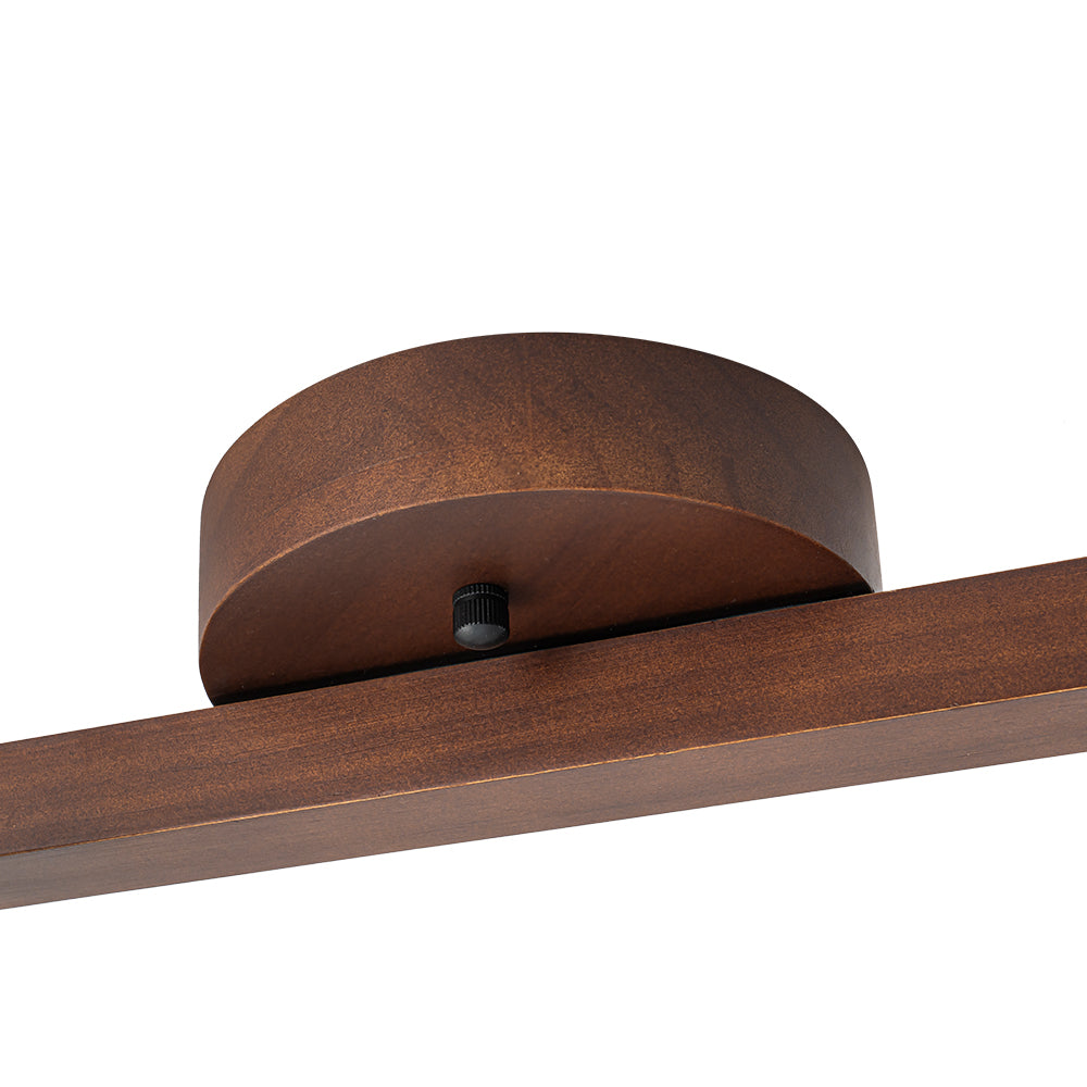 Farmhouse 4-Light Linear Wooden Track Ceiling Lighting Rotable Heads