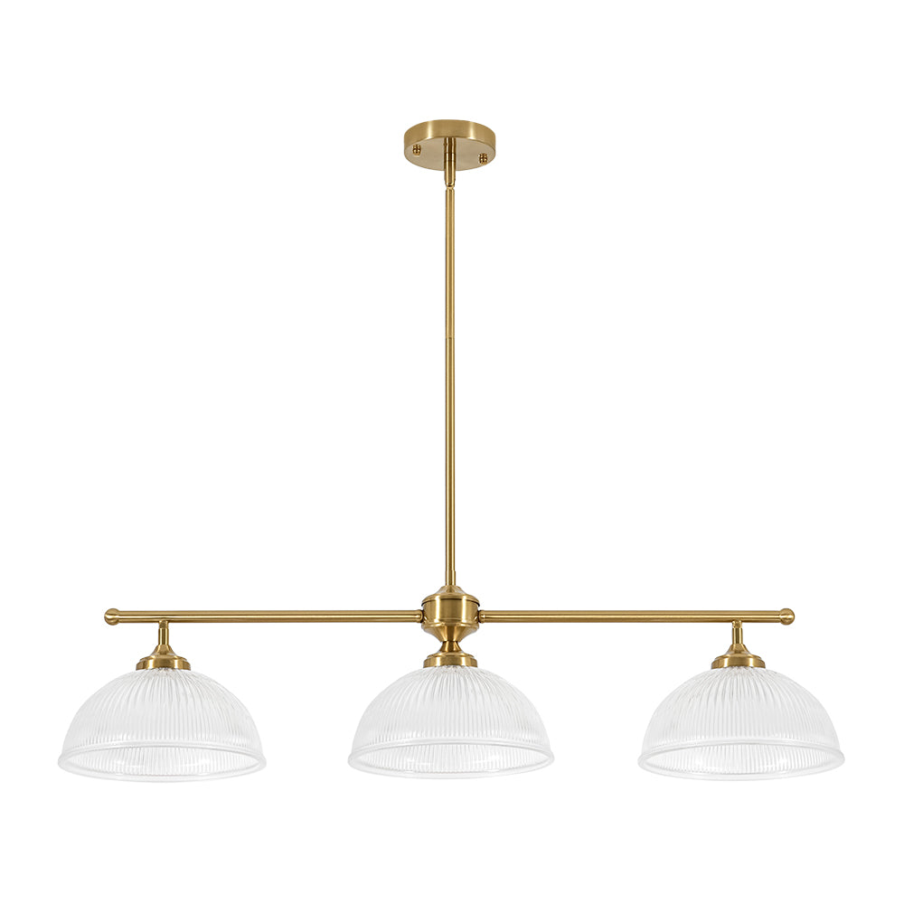 Farmhouse Industrial 1-Light Clear Ribbed Dome Shape Glass Pendant Light