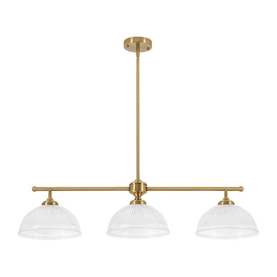 Farmhouse Industrial 1-Light Clear Ribbed Dome Shape Glass Pendant Light