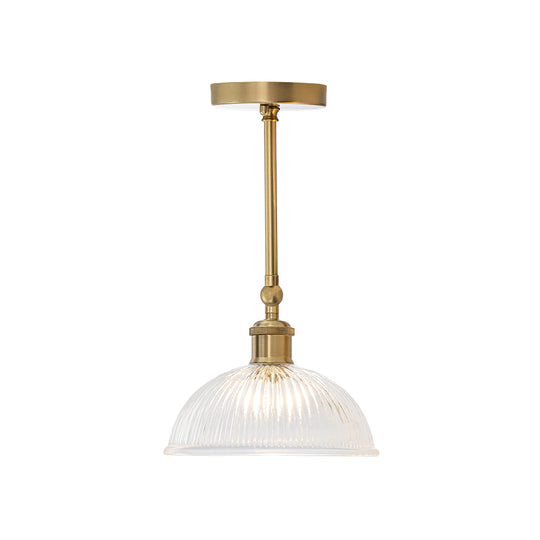 Farmhouse Industrial 1-Light Clear Ribbed Dome Shaped Glass Wall Light