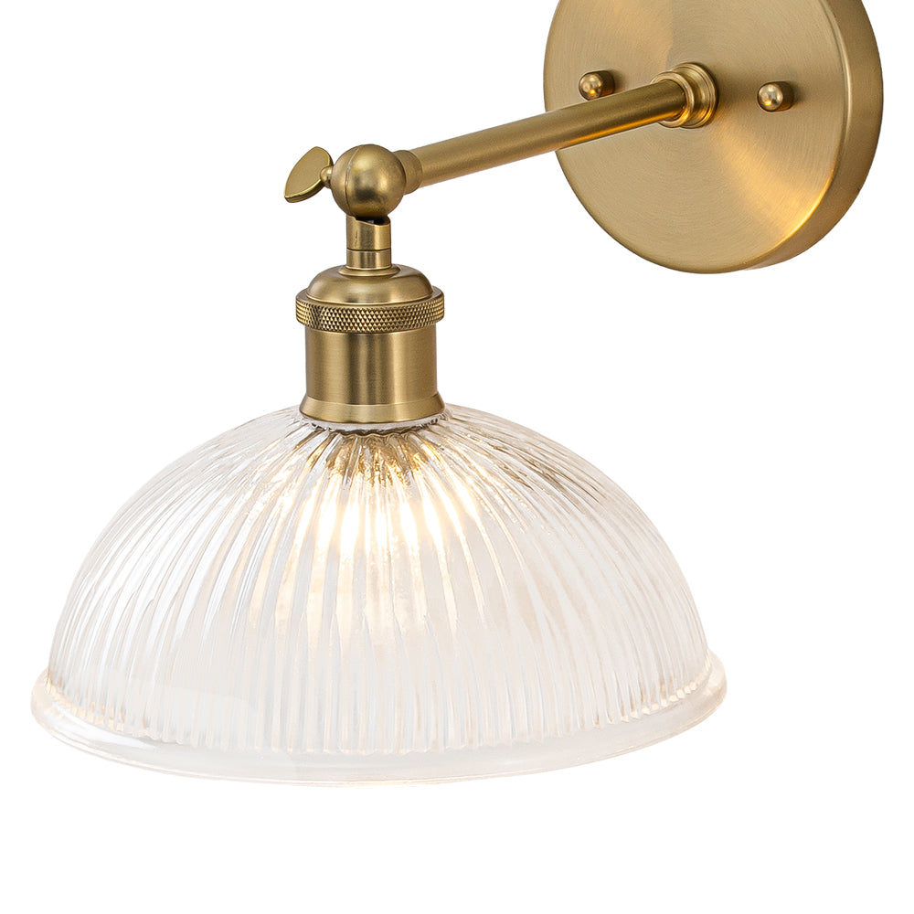 Farmhouse Industrial 1-Light Clear Ribbed Dome Shaped Glass Wall Light