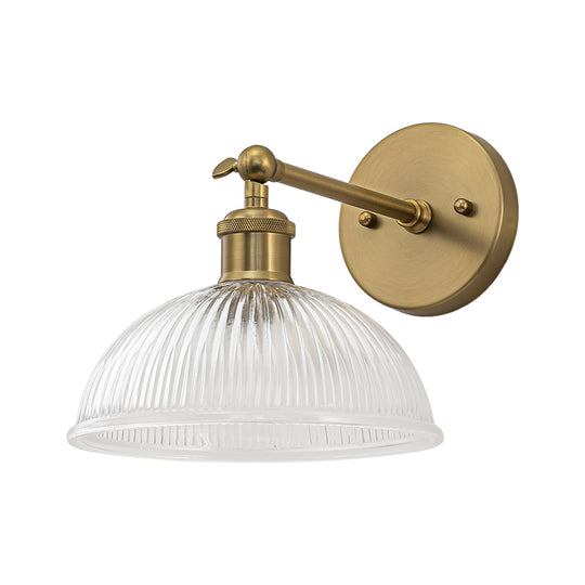 Farmhouse Industrial 1-Light Clear Ribbed Dome Shaped Glass Wall Light