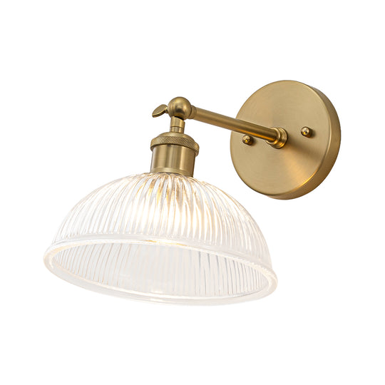 Farmhouse Industrial 1-Light Clear Ribbed Dome Shaped Glass Wall Light