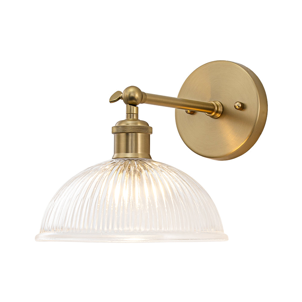 Farmhouse Industrial 1-Light Clear Ribbed Dome Shaped Glass Wall Light