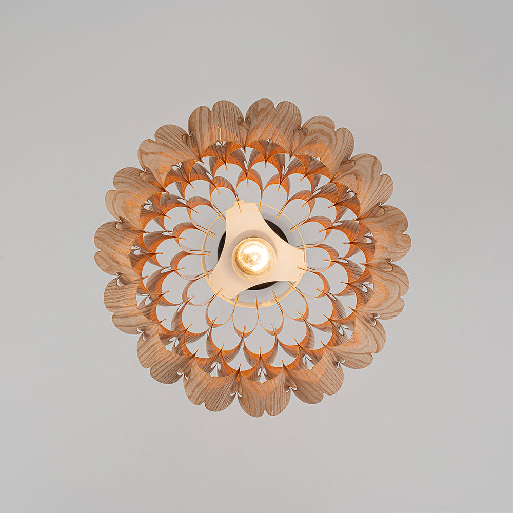 Handmade 1-Light Lotus Wood Grain Pine Cone Pendant