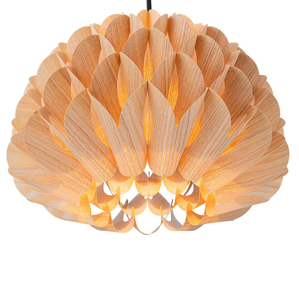 Handmade 1-Light Lotus Wood Grain Pine Cone Pendant