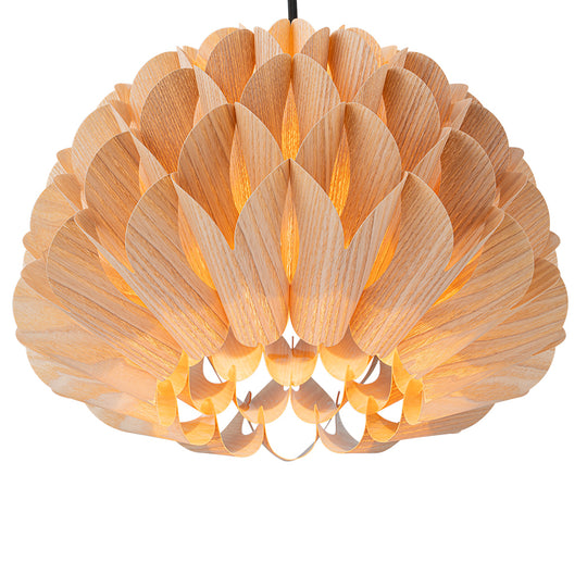 Handmade 1-Light Lotus Wood Grain Pine Cone Pendant