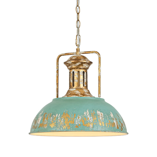 Industrial 1-Light Handmade Peeling Paint Metal Dome Pendant Light
