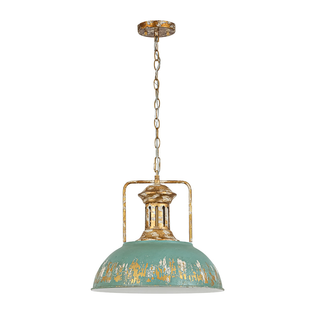 Industrial 1-Light Handmade Peeling Paint Metal Dome Pendant Light