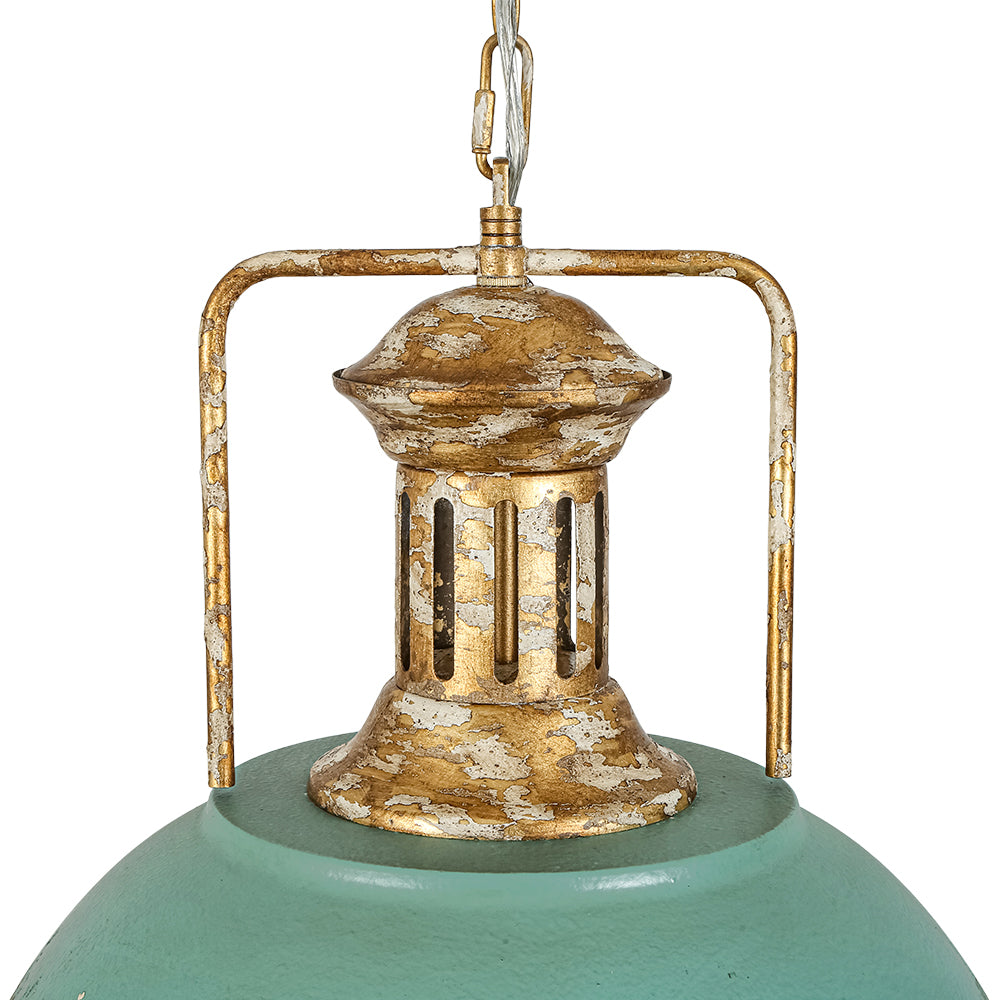 Industrial 1-Light Handmade Peeling Paint Metal Dome Pendant Light