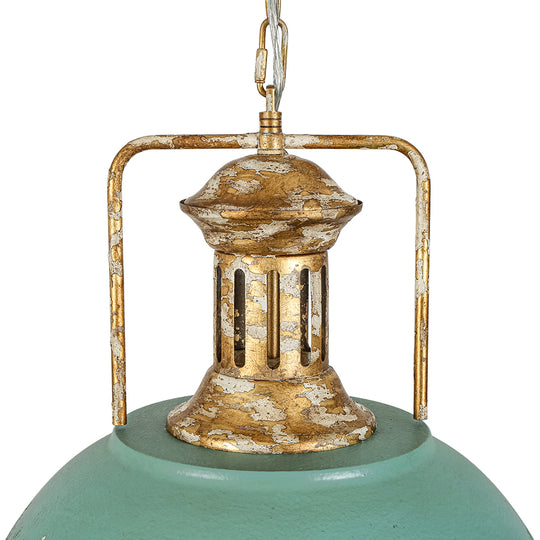 Industrial 1-Light Handmade Peeling Paint Metal Dome Pendant Light
