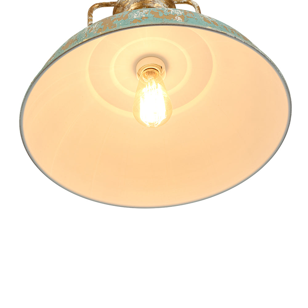 Industrial 1-Light Handmade Peeling Paint Metal Dome Pendant Light