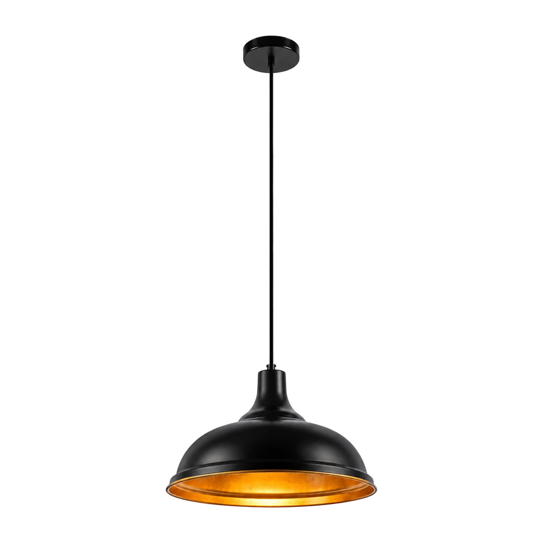 Industrial 1-Light Wide Edge Modern Metal Dome Pendant