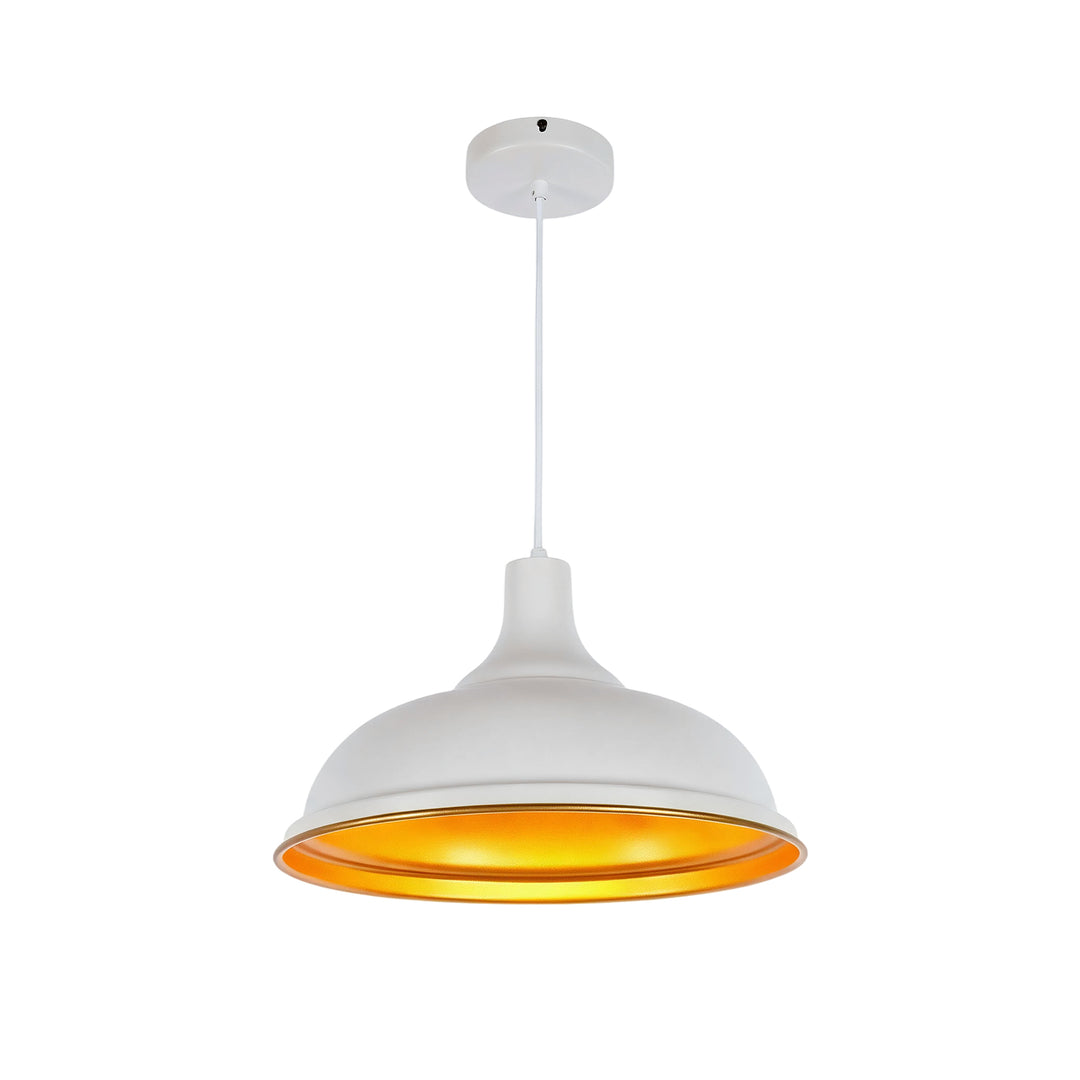 Industrial 1-Light Wide Edge Modern Metal Dome Pendant
