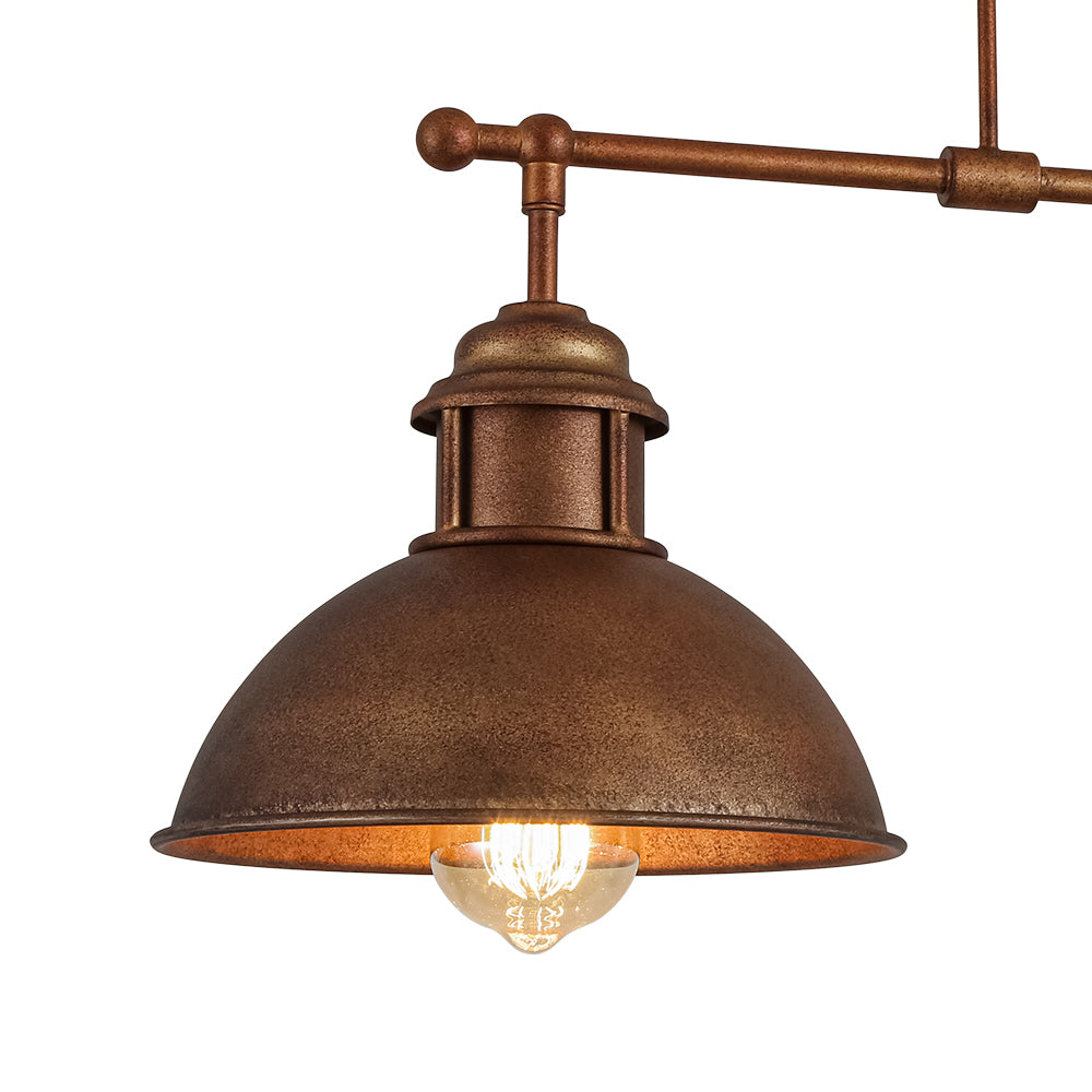 Industrial 3-Light Dome Linear Pot Lid Pendant