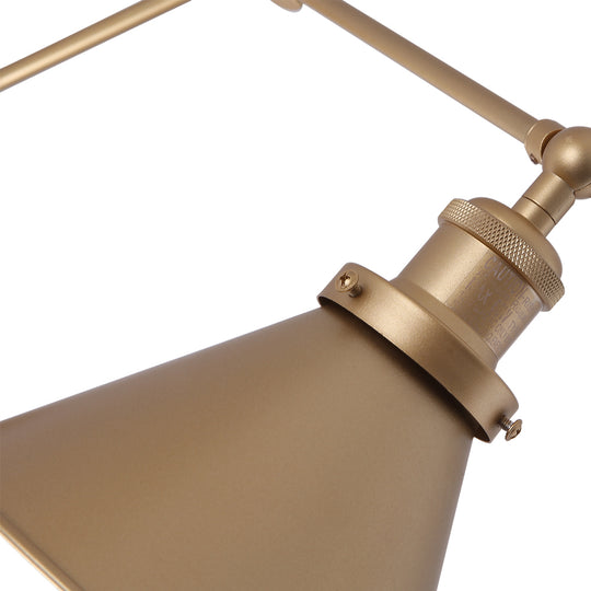 Mid-Century 1-Light Cone Plug-In Swing Arm Wall Light For Bedroom