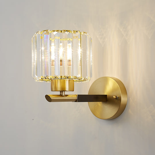Mid-Century 1-Light Shaded Single Glass Crystal Wall Sconce