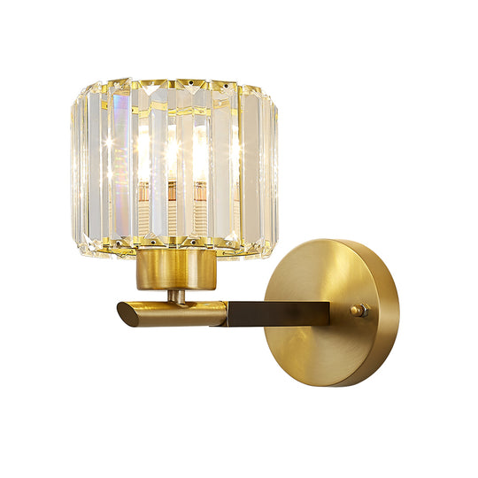 Mid-Century 1-Light Shaded Single Glass Crystal Wall Sconce