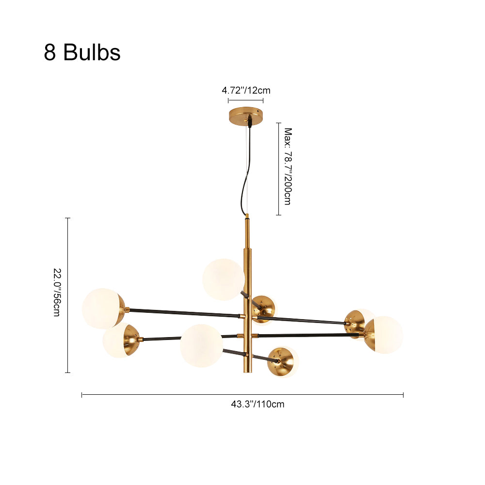 Mid-Century Modern Brass Globe Sputnik Chandelier