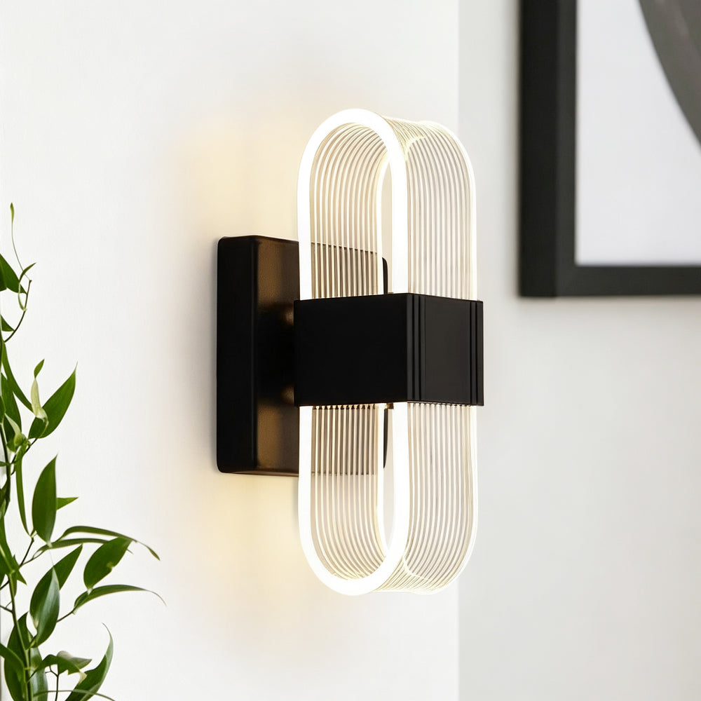 Modern 3-Color Dimmable Oval Striped Glass LED Wall Sconce