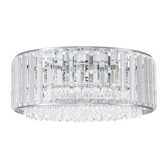 Modern 3-Light Round Drum Crystal Flush Ceiling Light
