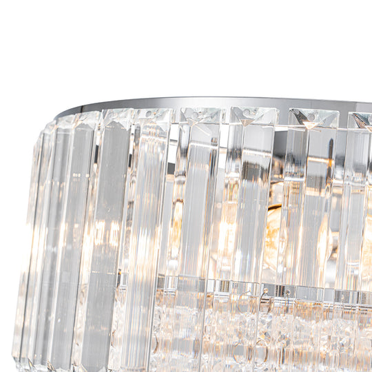 Modern 3-Light Round Drum Crystal Flush Ceiling Light