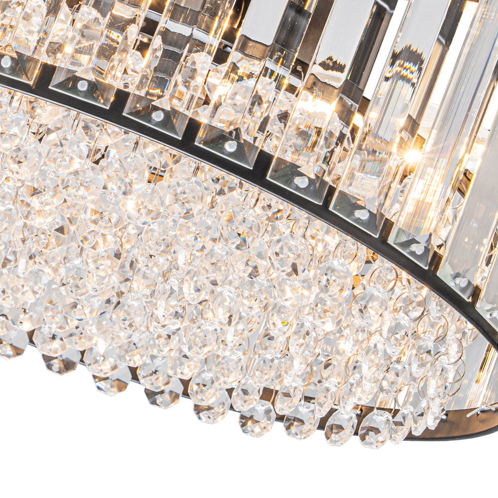 Modern 3-Light Round Drum Crystal Flush Ceiling Light