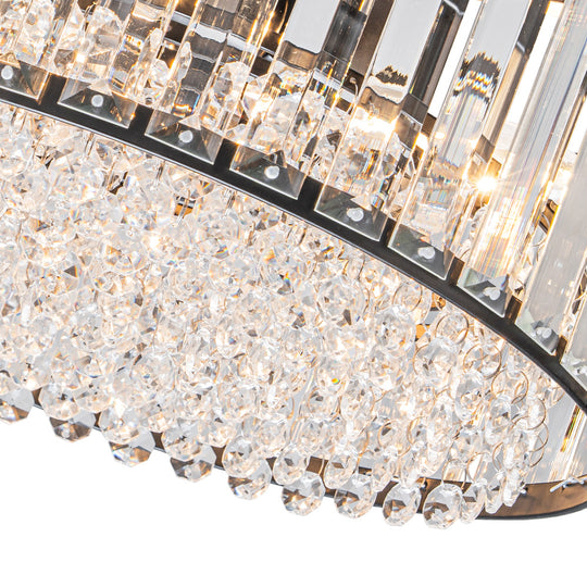 Modern 3-Light Round Drum Crystal Flush Ceiling Light