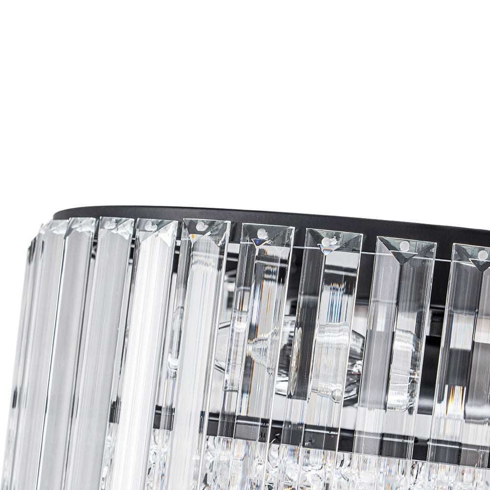 Modern 3-Light Round Drum Crystal Flush Ceiling Light
