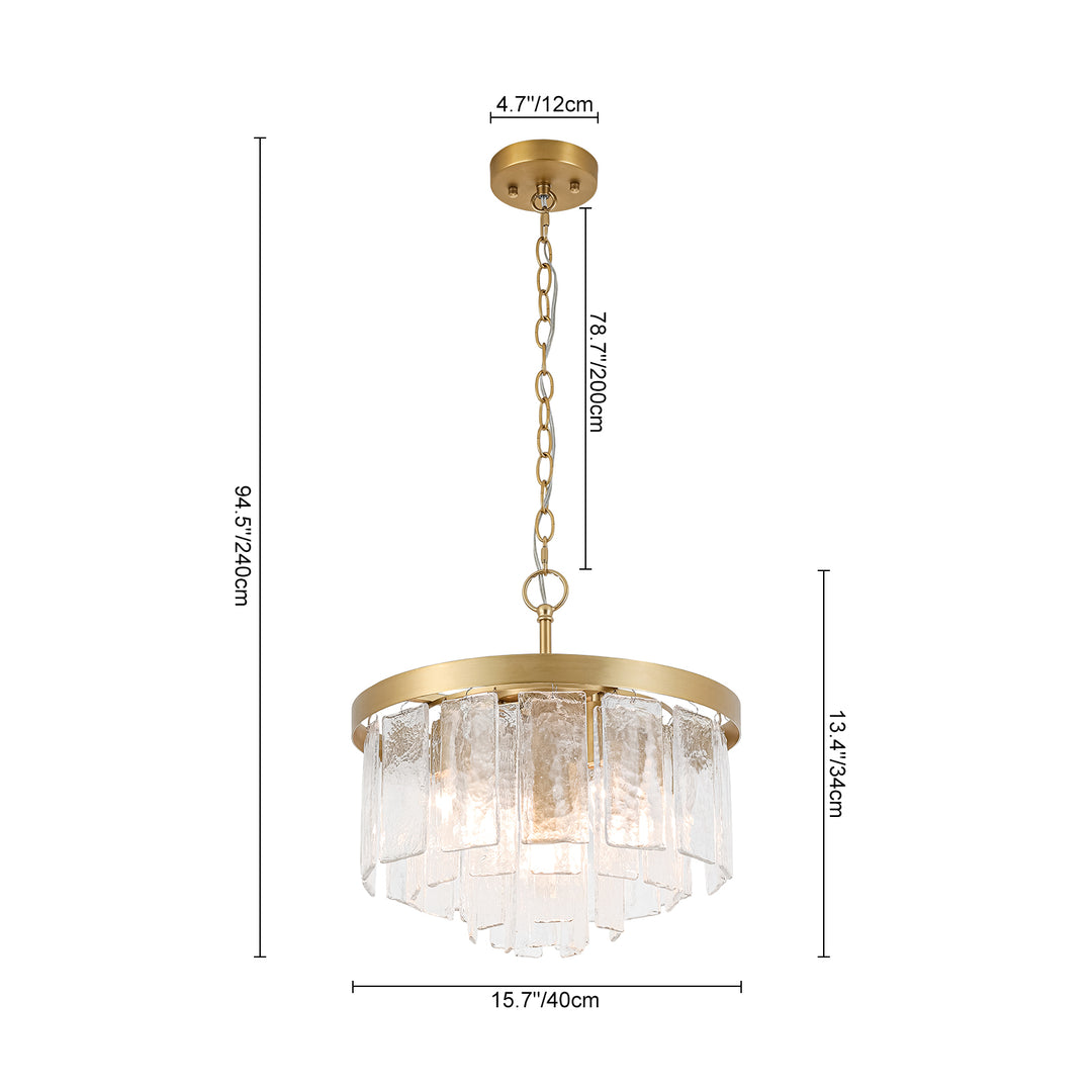Modern 5-Light Tiered Drum Water Glass Chandelier
