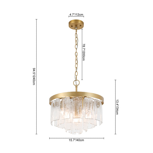 Modern 5-Light Tiered Drum Water Glass Chandelier