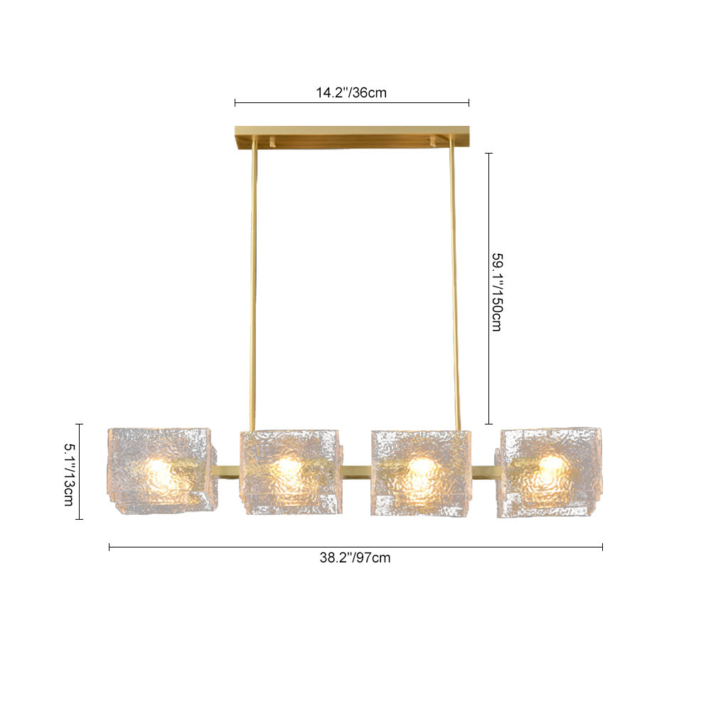 Modern 8-Light Textured Glass Linear Shaded Chandelier