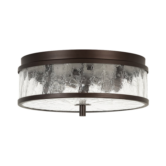 Modern Farmhouse 2-Light Crackled Glass Shade Flush Ceiling Light