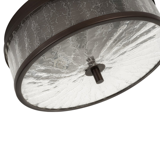 Modern Farmhouse 2-Light Crackled Glass Shade Flush Ceiling Light
