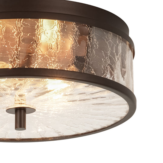 Modern Farmhouse 2-Light Crackled Glass Shade Flush Ceiling Light