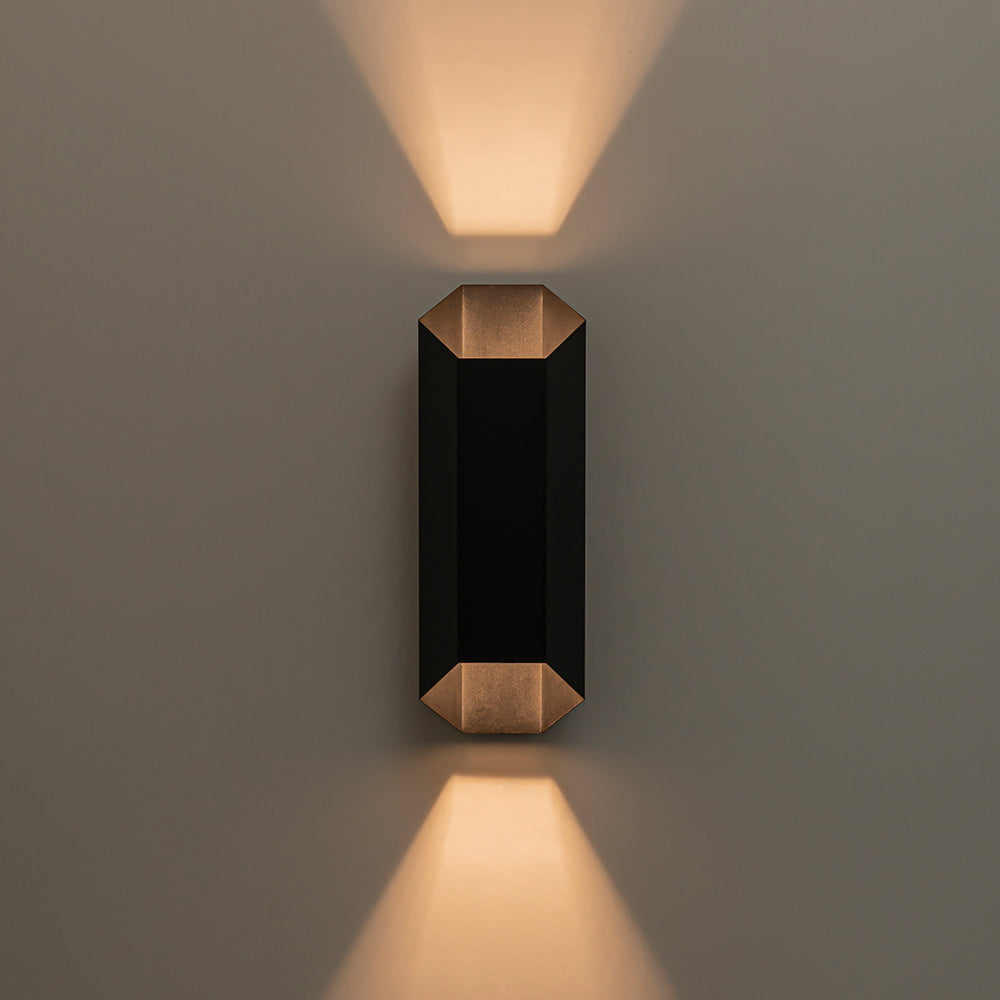 Modern Hexagonal IP54 Black Geometric LED Outdoor Wall Sconce