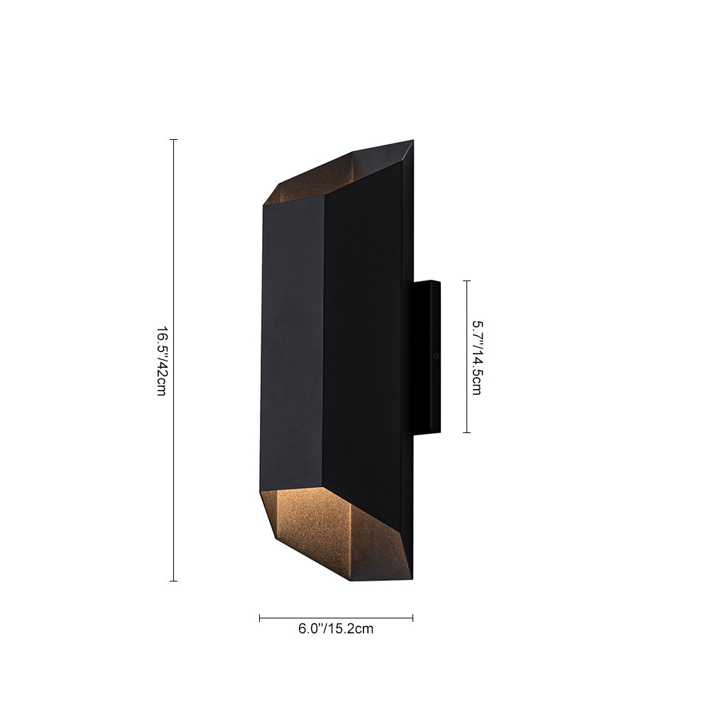 Modern Hexagonal IP54 Black Geometric LED Outdoor Wall Sconce